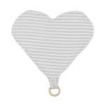 Photo 1 Baby Heart Lovey with Teething Ring Toy Grey Stripe 13"