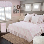 Photo 1 Heaven Sent Girl 5 Pc Pink Floral Twin Bed Set (Dust Ruffle, Quilt, 2 Pillow Case, 1 Pillow Sham, 1 Throw Pillow)