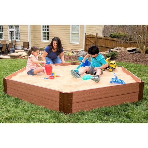 One Inch Series 7ft. x  8ft. x 11in. Composite Hexagon Sandbox Kit with Collapsible Cover