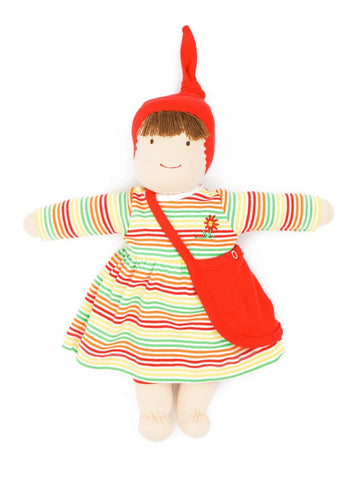 Organic Cotton Waldorf Inspired Jill Dress Up Doll-Multicolor Stripe