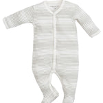 Baby Gray Ombre Stripe Snap Front Footie with Fold-over Mitts