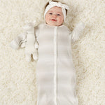 Baby Gray Stripe Convertible Romper - 0-3 Months