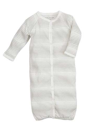 Baby Gray Stripe Convertible Romper - 0-3 Months
