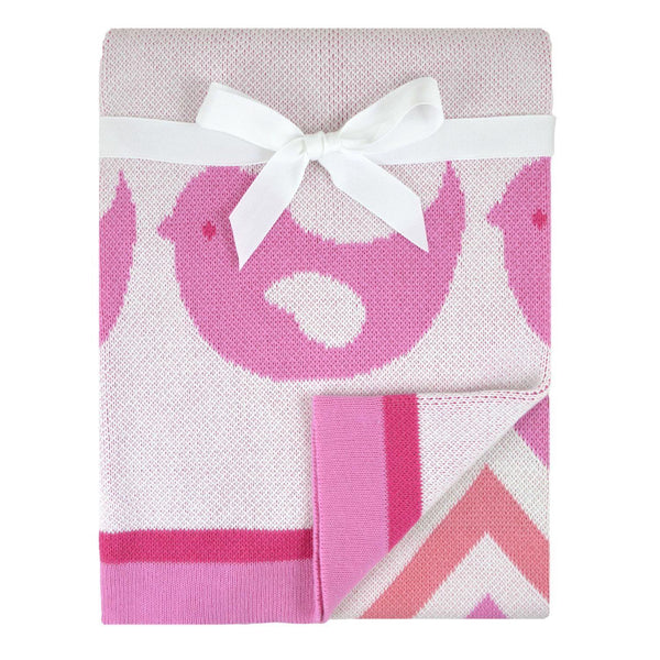 Birdie Jacquard Sweater Blanket - Pink