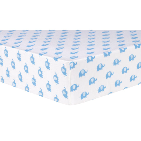 Blue Elephants Deluxe Flannel Fitted Crib Sheet