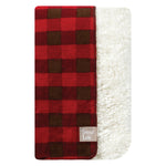 Photo 1 Brown and Red Buffalo Check Faux Shearling Blanket