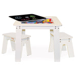 Photo 1 Chalk Table and Benches - White
