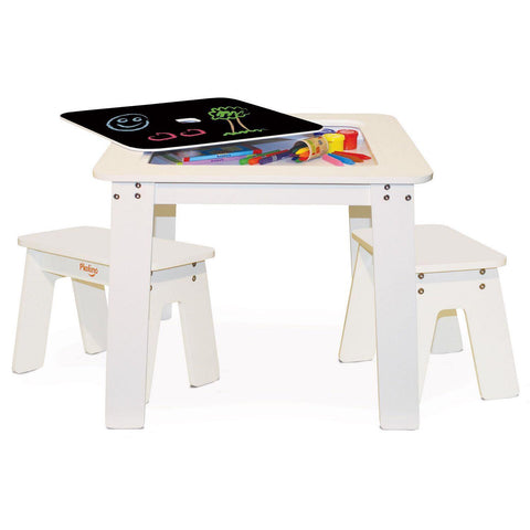 Chalk Table and Benches - White