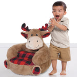 Photo 3 Children's Plush Buffalo Check Moose Character Chair