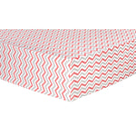 Photo 1 Coral and Gray Chevron Deluxe Flannel Fitted Crib Sheet