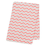 Photo 1 Coral and Gray Chevron Flannel Swaddle Blanket