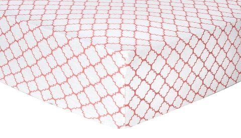Coral Quatrefoil Deluxe Flannel Fitted Crib Sheet