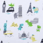 Dinosaurs Around the World Jersey Fitted Crib Sheet