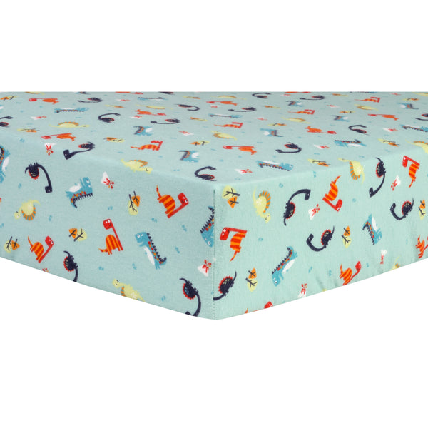 Dinosaurs Deluxe Flannel Fitted Crib Sheet