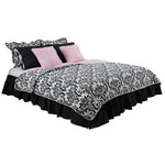 Photo 1 Girly Damask Full/Queen 3 Pc Reversible Bedding Set