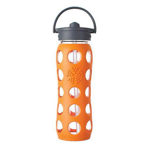Glass Bottle with Straw Cap and Silicone Sleeve - 22oz