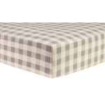 Photo 1 Gray and Cream Buffalo Check Deluxe Flannel Fitted Crib Sheet