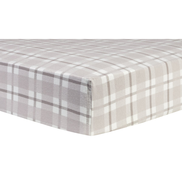 Gray and White Plaid Deluxe Flannel Fitted Crib Sheet
