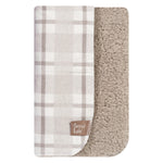 Gray and White Plaid Flannel and Faux Shearling Blanket