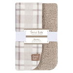 Photo 1 Gray and White Plaid Flannel and Faux Shearling Blanket
