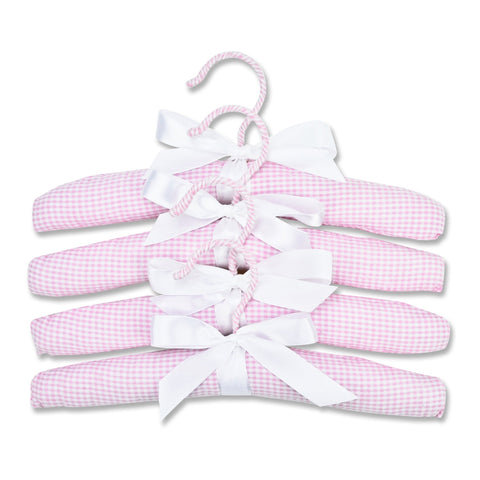 Hangers-  4 Pack Pink Gingham Seersucker