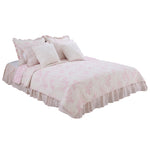 Photo 7 Heaven Sent Girl 8 Pc Pink Floral Queen Bed Set (Dust Ruffle, Quilt, 2 Pillow Case, 2 Pillow Sham, 2 Throw Pillow)