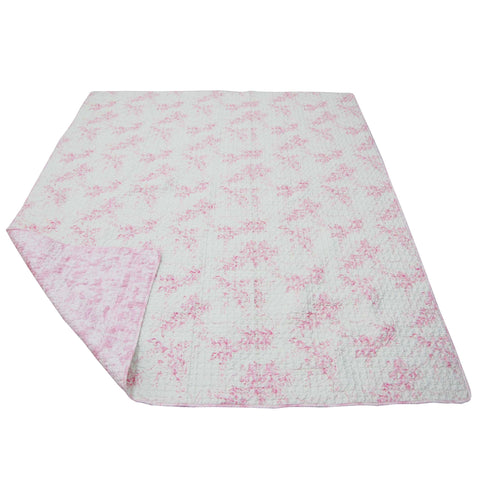 Heaven Sent Girl Pink Floral Twin 2 Pc Set (Quilt, 1 Pillow Sham)