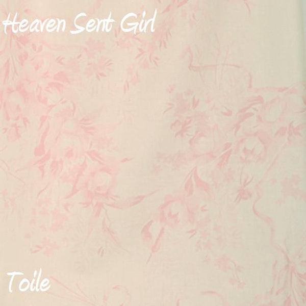 Heaven Sent Girl Pink Toile Print Fabric - 3yds.