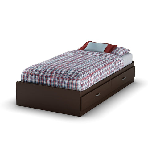 Logik Twin Mates Bed (39'') with 2 Drawers, Chocolate