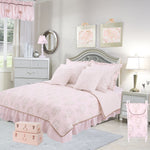 Photo 1 Lollipops & Roses 8 Pc Floral Queen Bed Set (Dust Ruffle, Quilt, 2 Pillow Case, 2 Pillow Sham, 2 Throw Pillow)
