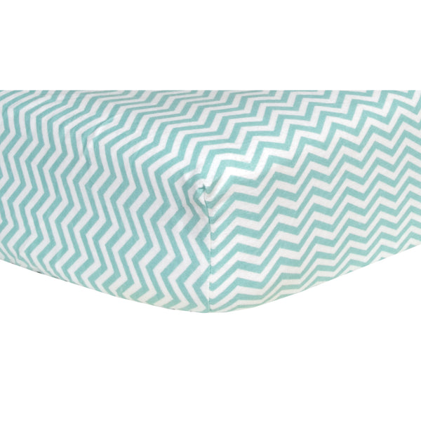 Mint Chevron Deluxe Flannel Fitted Crib Sheet