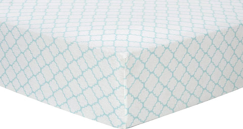 Mint Quatrefoil Deluxe Flannel Fitted Crib Sheet
