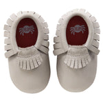 Photo 1 Moc Happens Leather Baby Moccasins- Pebble Gray