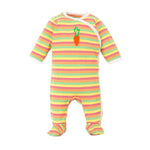 Photo 1 Multicolor Stripe Baby Side Snap Footie with Fold-over Mittens