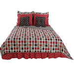Photo 2 Multicolored Geometric Houndstooth Full/Queen Reversible 3 Pc Bedding Set