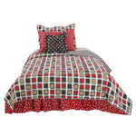 Photo 2 Multicolored Geometric Houndstooth Twin 2 Pc Reversible Bedding Set