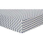 Photo 1 Navy and Gray Chevron Deluxe Flannel Fitted Crib Sheet