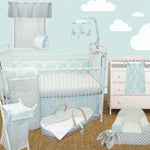 Nursery Crib Set Sweet and Simple Aqua/Blue 4 PC Collection