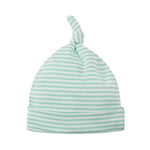 Photo 1 Organic Cotton Aqua Stripe Knot Baby Beanie Hat