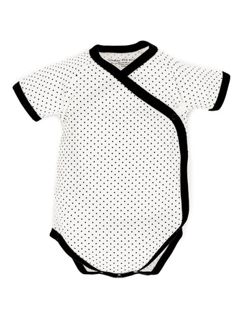Organic Cotton baby short sleeve side snap bodysuit with polka dot print