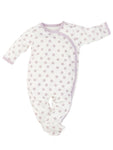 Photo 1 Organic Cotton Baby Side Snap Footie with Fold-over Mitts - Lavender Dot