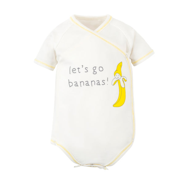 Organic Cotton Banana Print Short Sleeve Side Snap Bodysuit