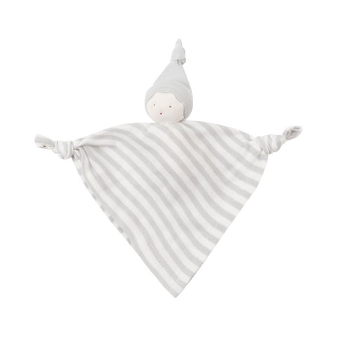 Organic Cotton Gray Stripe Baby Hanky Doll