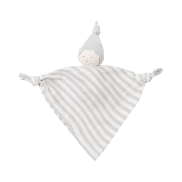 Organic Cotton Gray Stripe Baby Hanky Doll