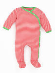 Photo 1 Organic Cotton Unisex Baby Holiday Candy Cane Stripe Side Snap Footies