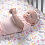 Pink Animal Safari Deluxe Flannel Fitted Crib Sheet
