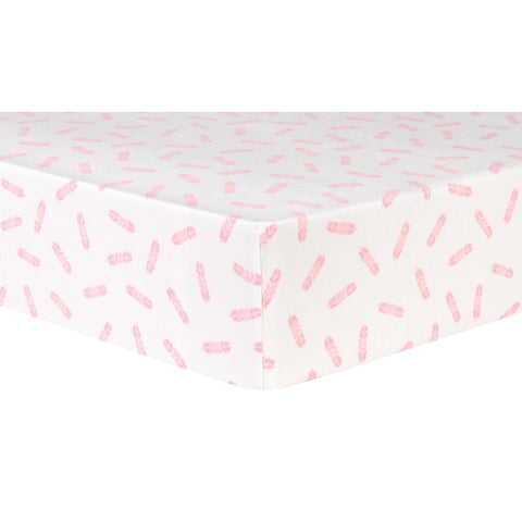 Pink Feathers Deluxe Flannel Fitted Crib Sheet