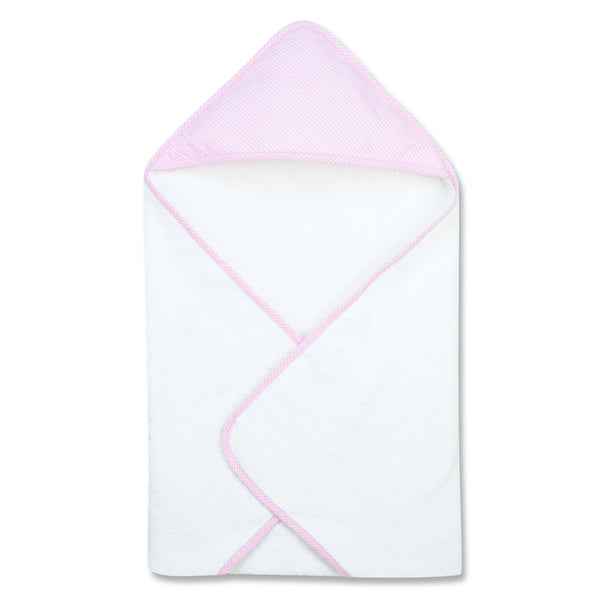 Pink Gingham Seersucker Deluxe Hooded Towel