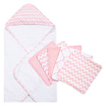 Photo 1 Pink Sky 6 Piece Chevron Hooded Towel and Wash Cloth Set