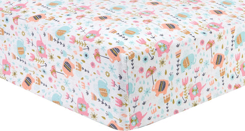 Playful Elephants Deluxe Flannel Fitted Crib Sheet